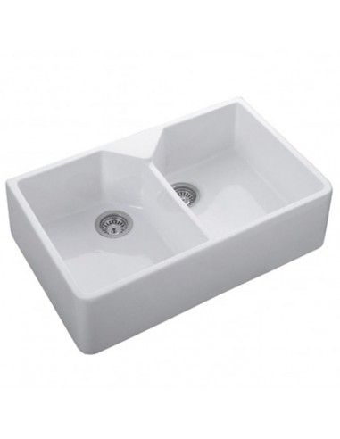 800mm Double Belfast Sink White Ceramic & Waste Kit  BEL800