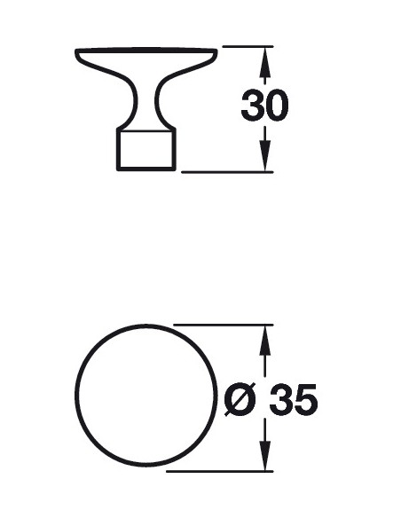 Pewter Door Knob Handle, 35mm Pair The Scope
