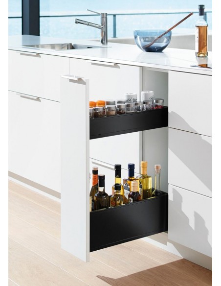 200mm Blum Legrabox Space-Twin Pull-Out Carbon Black Drawers Door Fix