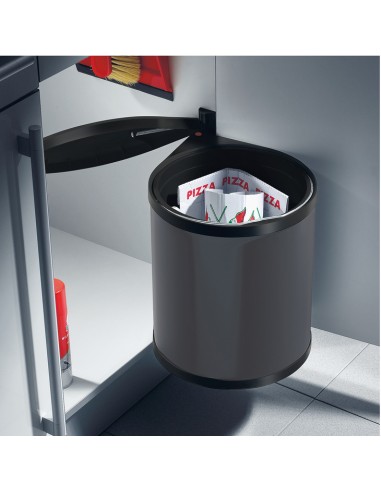 Hailo Mono Auto Open Lid 15L Kitchen Waste Bin Hinged Door Dark Grey 50212529