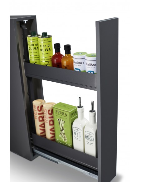 150mm Kessebohmer Narrow Storage Kitchen Base Pull Out Anthracite Pure K2APBP150A