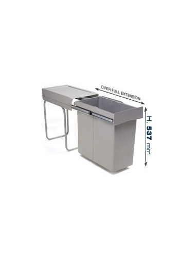 300mm Kitchen Waste Bin 40L Pull-Out Unit Single Container Hinged Door Gollinucci 294GY