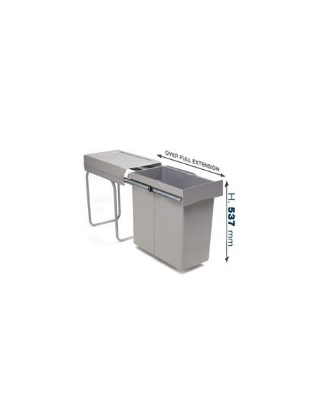 300mm Kitchen Waste Bin 40L Pull-Out Unit Single Container Hinged Door Gollinucci 294GY