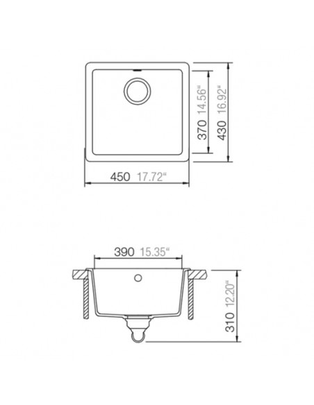 Schock Quadro Cristalite+ Under/ Inset Sink 1.0 Alpina
