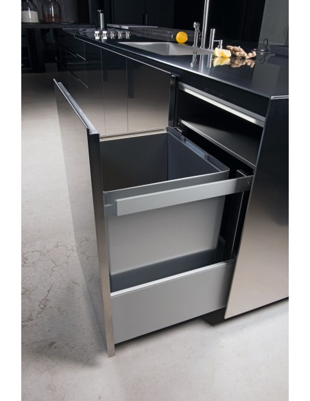 600mm Tecnoinox P-One King Waste Bin 72L Legrabox Stainless Single