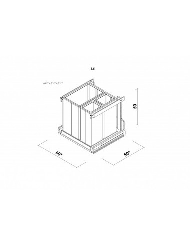 600mm Tecnoinox P-One-60 Waste Bin 89L Blum...