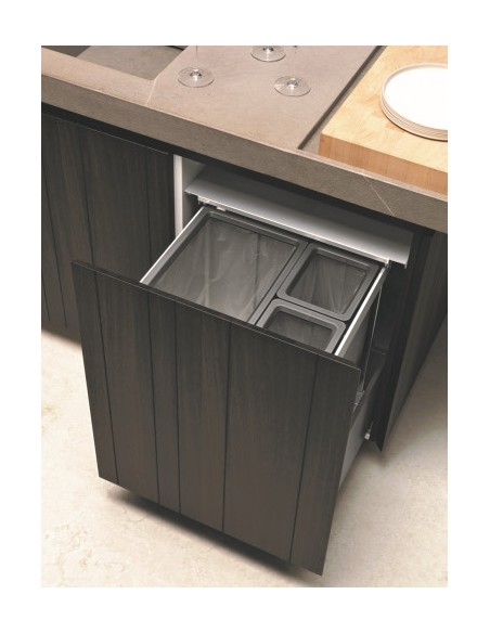 600mm Tecnoinox P-One 60 Waste Bin 108L Blum Legrabox Drawer Triple P-ONE.60.3.6
