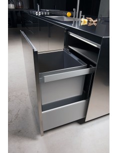 450mm Tecnoinox P-One King Waste Bin Single 55L Blum Legrabox Drawer KSBINTLP1.450.55.GR