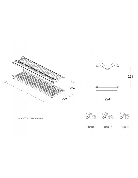 Inoxmatic Plate Rack/Drainer Wall Rack 900mm Stainless Steel Tecnoinox TXM.10L90VI0S