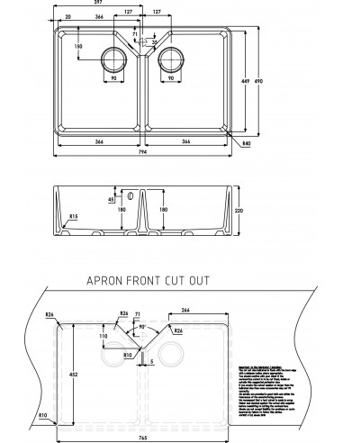 Abode Butler Provincial 800mm Double Ceramic Kitchen Sink AW1021 57747720