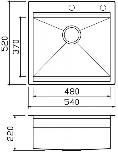 Clearwater Urban Smart 540x520 Kitchen Sink, Tap Ledge