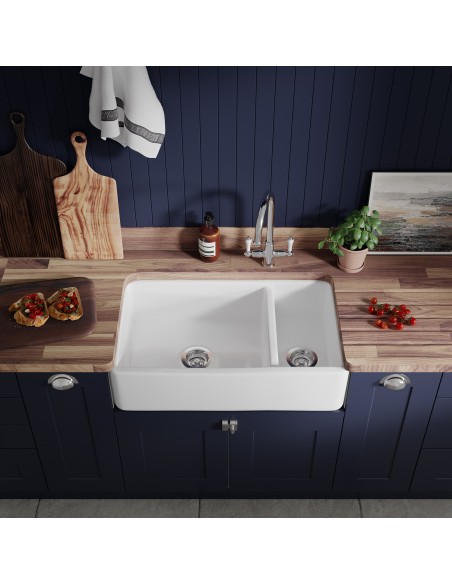 800mm Thomas Denby Suffolk Butler Kitchen Sink Ceramic 1.5 Bowl TSU800