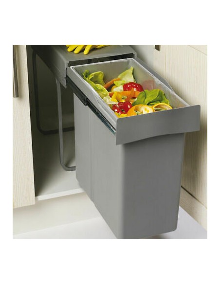 300mm Single Container Waste Bin 30L Gollinucci Kitchen Base Mount 224-GY