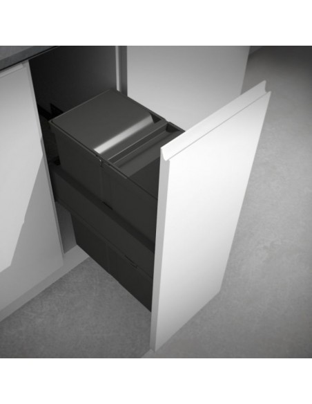 300mm Kitchen Waste Bin Door Fix Gollinucci Grey 40L GRASS Runners 580PL/30GY