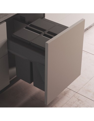 600mm Kitchen Waste Bin 80L Gollinucci Pull-Out Rubbish Grass Runners  580PL/60-GY