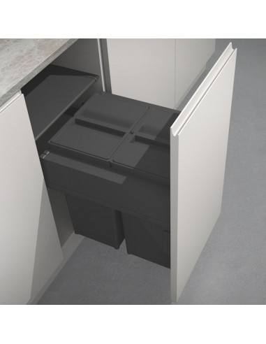 500mm Gollinucci Waste Bin 80L Soft Close Door Fix Anthracite 580PL/50GY
