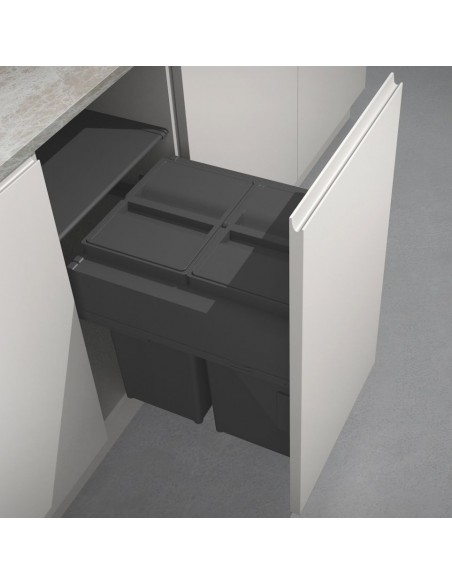 500mm Gollinucci Waste Bin 80L Soft Close Door Fix Anthracite 580PL/50GY