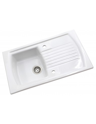 Thomas Denby Sonnet Sink Ceramic White 1.0 Bowl Drainer Mini 855 x 500 SO1BWT