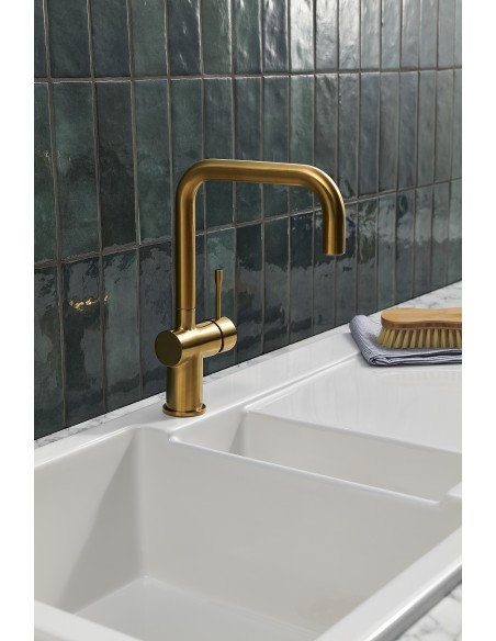 Clearwater Zodiac Artisan Brass Kitchen Tap U Spout Twist & Spray ZO3AB
