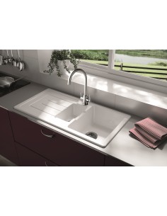 Clearwater Rococo Brushed Nickel Kitchen Tap Twin Lever 0.3 Bar Low ROC2BN 2