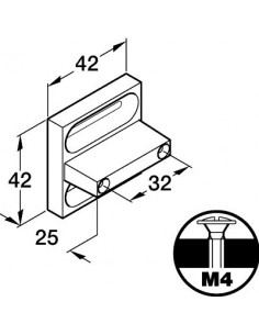 T Knob Handle 32mm Centre Hole Chrome/Stainless Steel 2