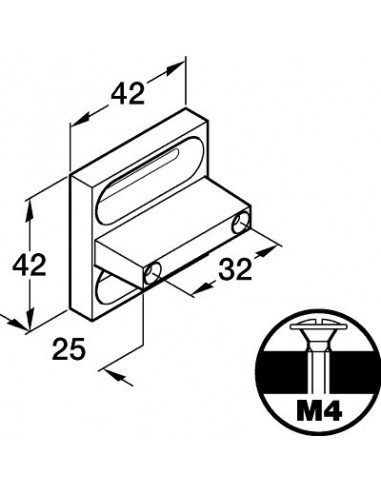 T Knob Handle 32mm Centre Hole Chrome/Stainless Steel