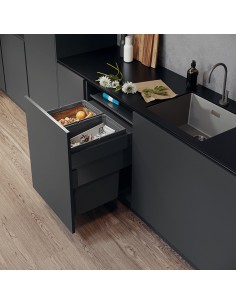 600mm VS Envi Space XX Kitchen Double Waste Bin 88L 476mm Depth Lava 50344344