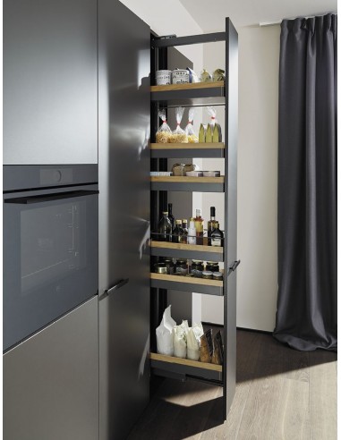 200mm Peka Liro Larder Anthracite/Oak 1600-2000 Kitchen Tall KSPEL.200.1600LIL