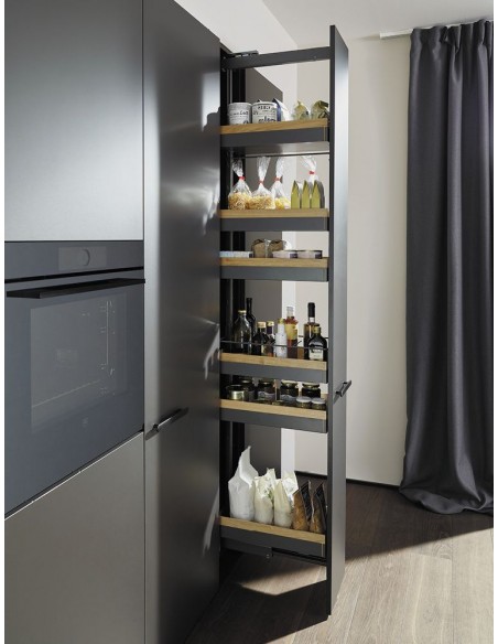 200mm Peka Liro Larder Anthracite/Oak 1600-2000 Kitchen Tall KSPEL.200.1600LIL