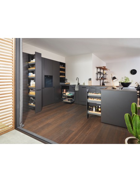 200mm Peka Liro Larder Anthracite/Oak 1600-2000 Kitchen Tall KSPEL.200.1600LIL