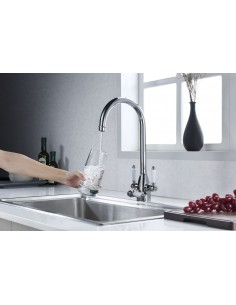 Clearwater Krypton Tri Spa Filter Tap, Chrome, three white levers 2