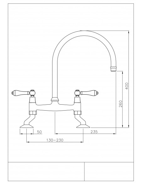 Clearwater Elegance Bridge Copper Kitchen Tap White Twin Levers 0.1 ELB10BC