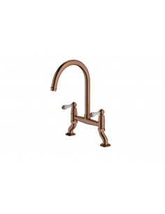 Clearwater Elegance Bridge Copper Kitchen Tap White Twin Levers 0.1 ELB10BC 2