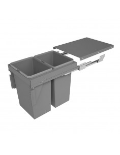 Sige 400mm Waste Bin Kitchen Soft Closing Double 64L Grey Door Fix I520-511 2