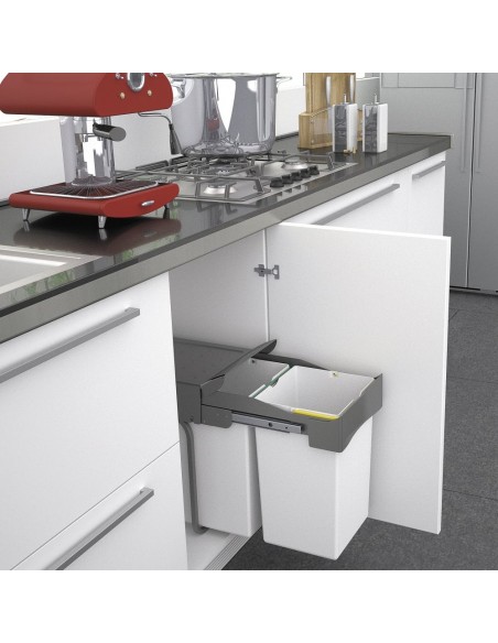 300mm Pull-Out Kitchen Waste Bin 28L Double Containers Hinged door I520-216