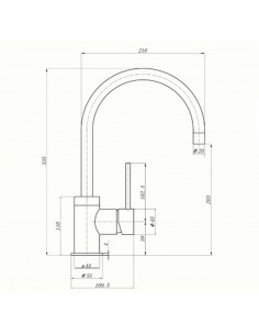 Courbe Kitchen Mixer Tap Curved Spout Chrome 1810 WRAS Single Lever COU/01/CH 2