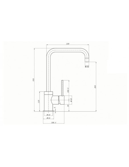 Cascata Square Kitchen Tap Single Lever Mixer Chrome 1810 CAS/01/CH