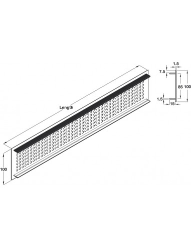 Ventilation Grill 100mm x 500,1000,2000mm Lengths Aluminium