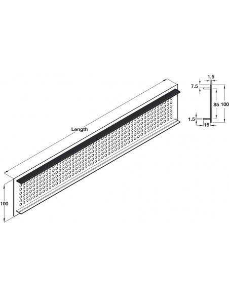 Ventilation Grill 100mm x 500,1000,2000mm Lengths Aluminium