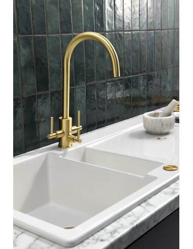 Clearwater Stella Tri Filter Kitchen Mixer Tap Brushed Brass ST2BB