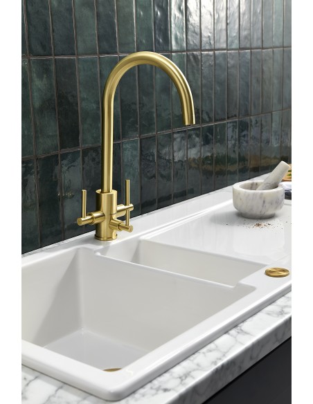 Clearwater Stella Tri Filter Kitchen Mixer Tap Brushed Brass ST2BB