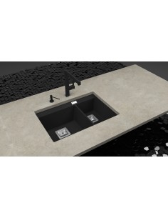 Clearwater Capri 1.75 Jet Black Granite Kitchen Sink Square Waste Included QUAREX CAPN175JT 2
