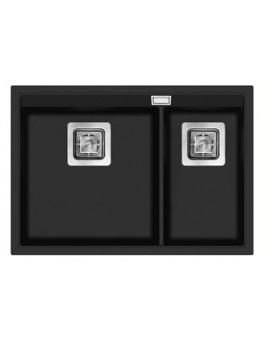 Clearwater Capri 1.75 Jet Black Granite Kitchen Sink Square Waste Included QUAREX CAPN175JT