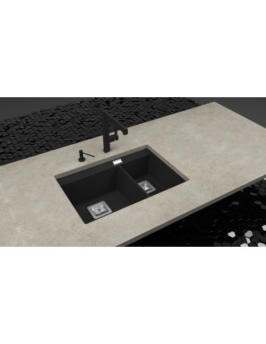 Clearwater Capri 1.75 Slate Granite Kitchen Sink Square Waste QUAREX CAPN175SL