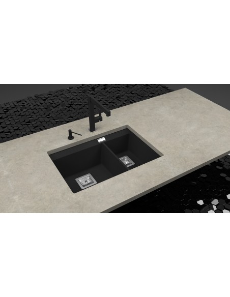 Clearwater Capri 1.75 Slate Granite Kitchen Sink Square Waste QUAREX CAPN175SL