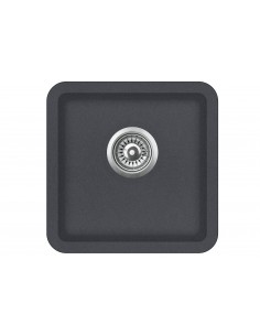 Clearwater Nova Single bowl kitchen sink, granite, square 380 x 380mm, waste kit included, Slate