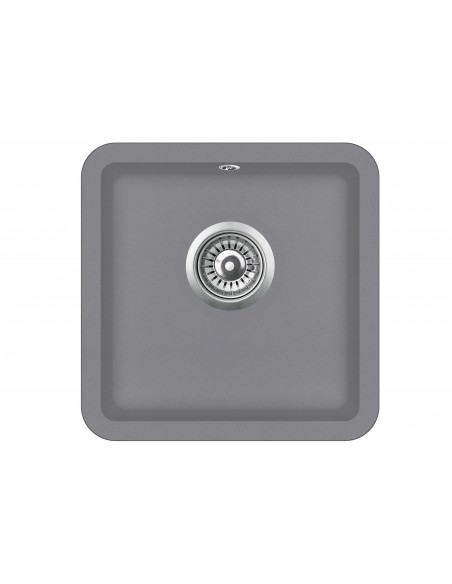 Clearwater Nova Single bowl kitchen sink, granite, square 380 x 380mm, waste kit included, Steel