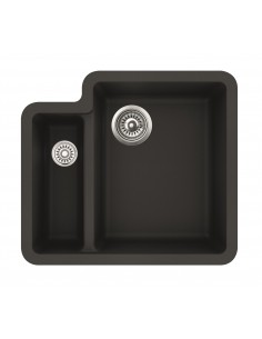 Clearwater Quarex Jet Black 1.5 Bowl Kitchen Sink, 557 x 500mm Inset or Undermount 2