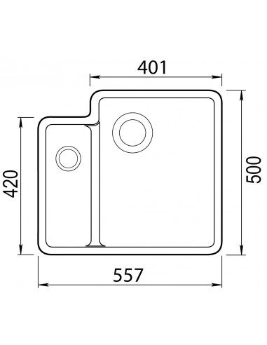 Clearwater Quarex Jet Black 1.5 Bowl Kitchen Sink, 557 x 500mm Inset or Undermount