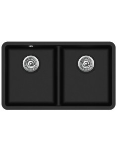 Clearwater Nova, Large 2.0 Double Bowl Kitchen Sink, Granite JET black, 810 x 480mm 2